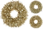 Kerstkrans van Lametta 50 cm - Deurkrans Goud - Kerstversiering buiten - Kerstdecoratie - Assorti - Oud en nieuw decoratie