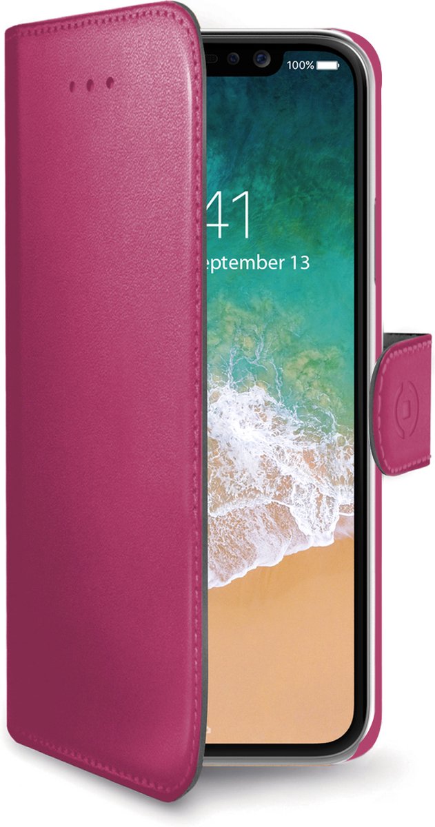Celly Boekmodel Hoesje iPhone XS / X - Roze