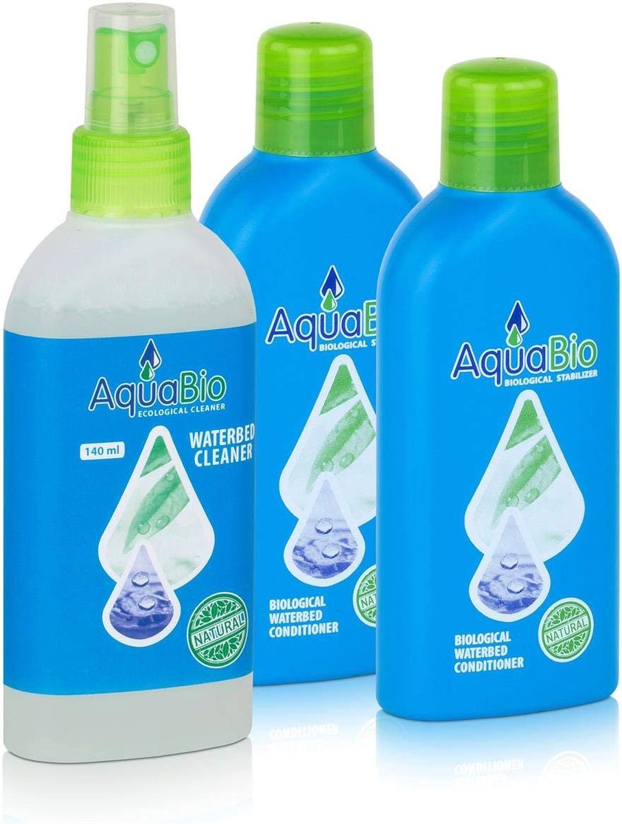 AquaBio 6 maand onderhoud set voor 2 persoons waterbed (2 x conditioner 6mnd. + 1 x reiniger)
