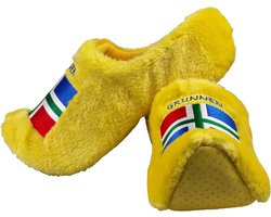 Elcee-Haly – Klomp sloffen – Gele Pantoffelklomp met Groningsevlag – Warme sloffen – Geel – Maat 42/43