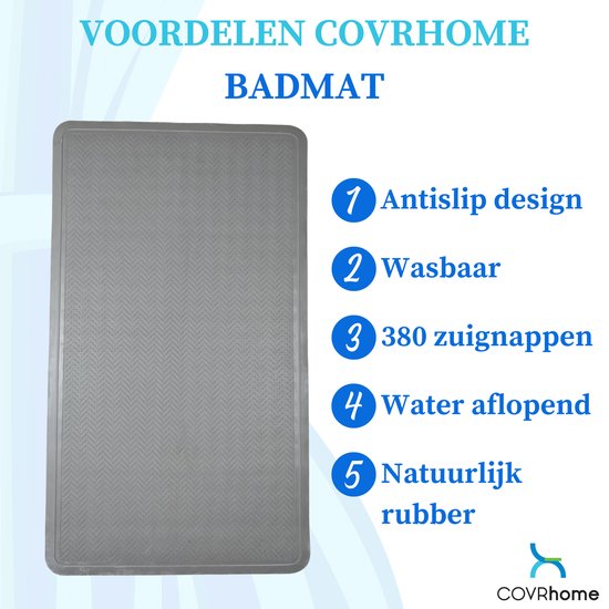 LICHTENHEIM Douchemat antislip gevoelig 53 x 53 cm - inclusief 2 haken - badmat antislip - antislipmat BPA-vrij - schimmelbestendig en wasbaar (wit
