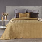 Oneiro’s luxe SOFIA Beddensprei Goud - 220x240 cm – bedsprei 2 persoons - goud – beddengoed – slaapkamer – spreien – dekens – wonen – slapen