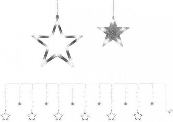 Kerstverlichting Raam Kerstbel, Rendier, Sterren - 73-82cm - Inclusief