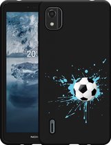 Nokia C2 2nd Edition Hoesje Zwart Soccer Ball - Designed by Cazy