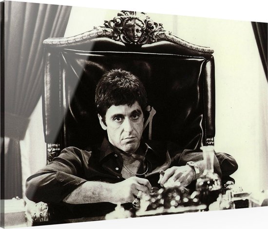 Scarface Glasschilderij by MALNINK™ - Scarface op Acrylglas (90 x 60 cm) - Inclusief Aluminium Backframe