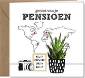 Tallies Cards wenskaarten - Pensioen Gestopt met Werken VUT - collectie PLANT - 4 kaarten met envelop - duurzaam