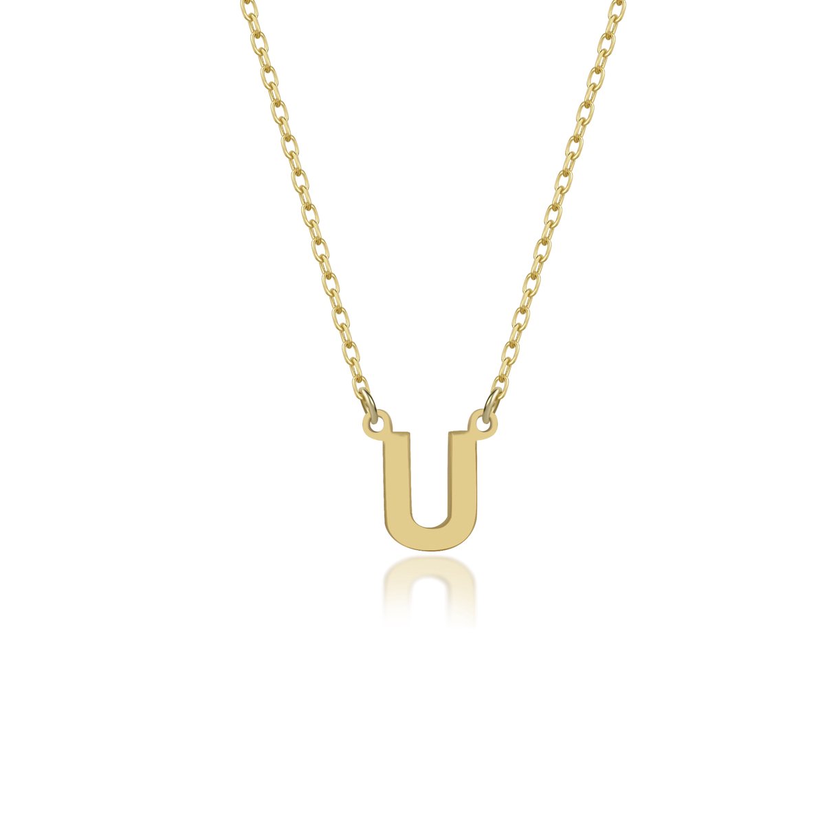 Letter U Initial Gold Plated Ketting Zilver (925 sterling) Trendy Minimalistisch Combi Bedel Goudkleurig Dames Meisje | Cadeau Voor Vrouw
