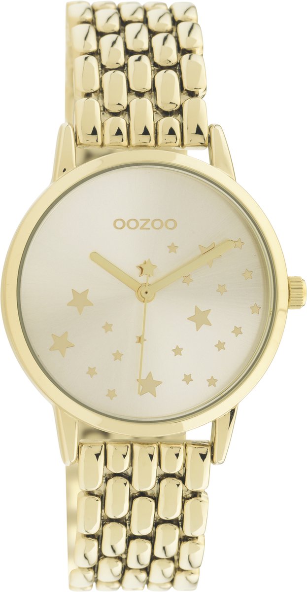 OOZOO Timpieces - Gouden horloge met gouden roestvrijstalen armband - C11028
