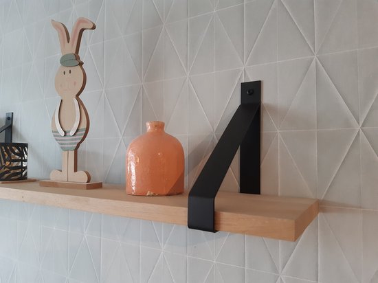Marcellis - Industriële plankdrager - Voor plank 20cm - mat zwart - staal - incl. bevestigingsmateriaal + schroefbit - type 1