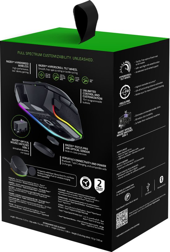 Razer Basilisk V3 Pro - Draadloze Gaming Muis - RGB - 30.000 DPI - Zwart