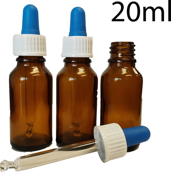 Flacon pipette 20 ml - 3 pièces - Flacons en Verres avec pipette - flacon  compte-gouttes