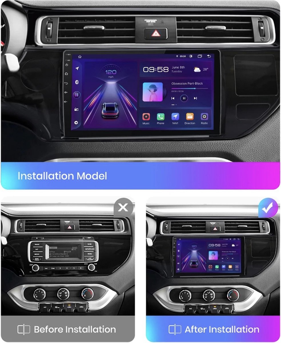 CarPlay Kia Rio 20112015 Android 10 navigatie en multimediasysteem 2+32GB