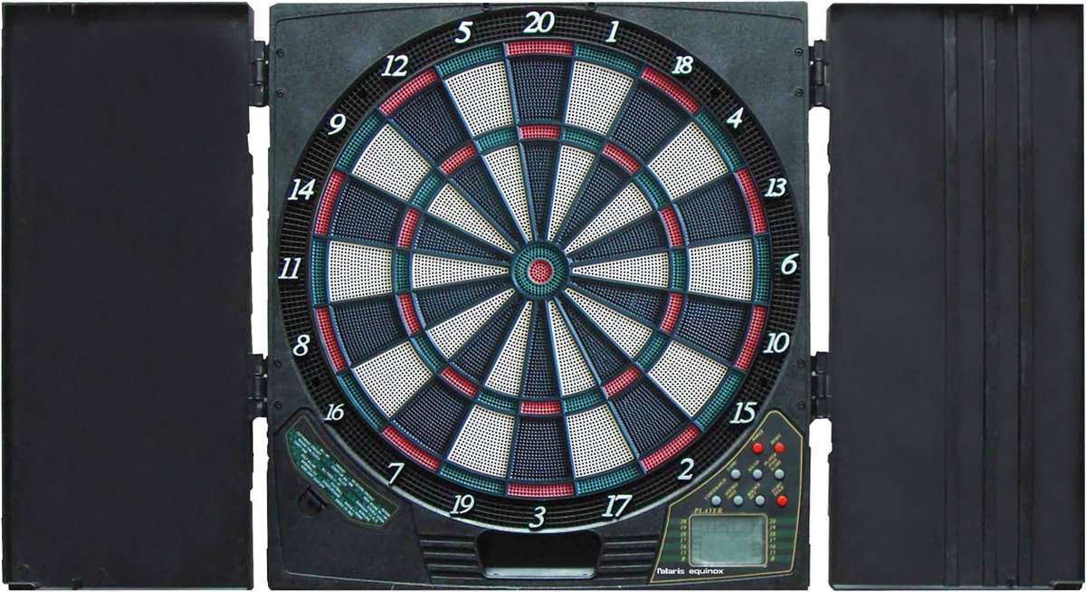 Equinox Elektronisch dartbord met kabinet - 29 spellen - Inklapbaar - Inclusief Dartpijlen - Polaris - Darten - Dartspelletjes