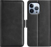 iPhone 14 Pro Hoesje - MobyDefend Luxe Wallet Book Case (Sluiting Zijkant) - Zwart - GSM Hoesje - Telefoonhoesje Geschikt Voor iPhone 14 Pro