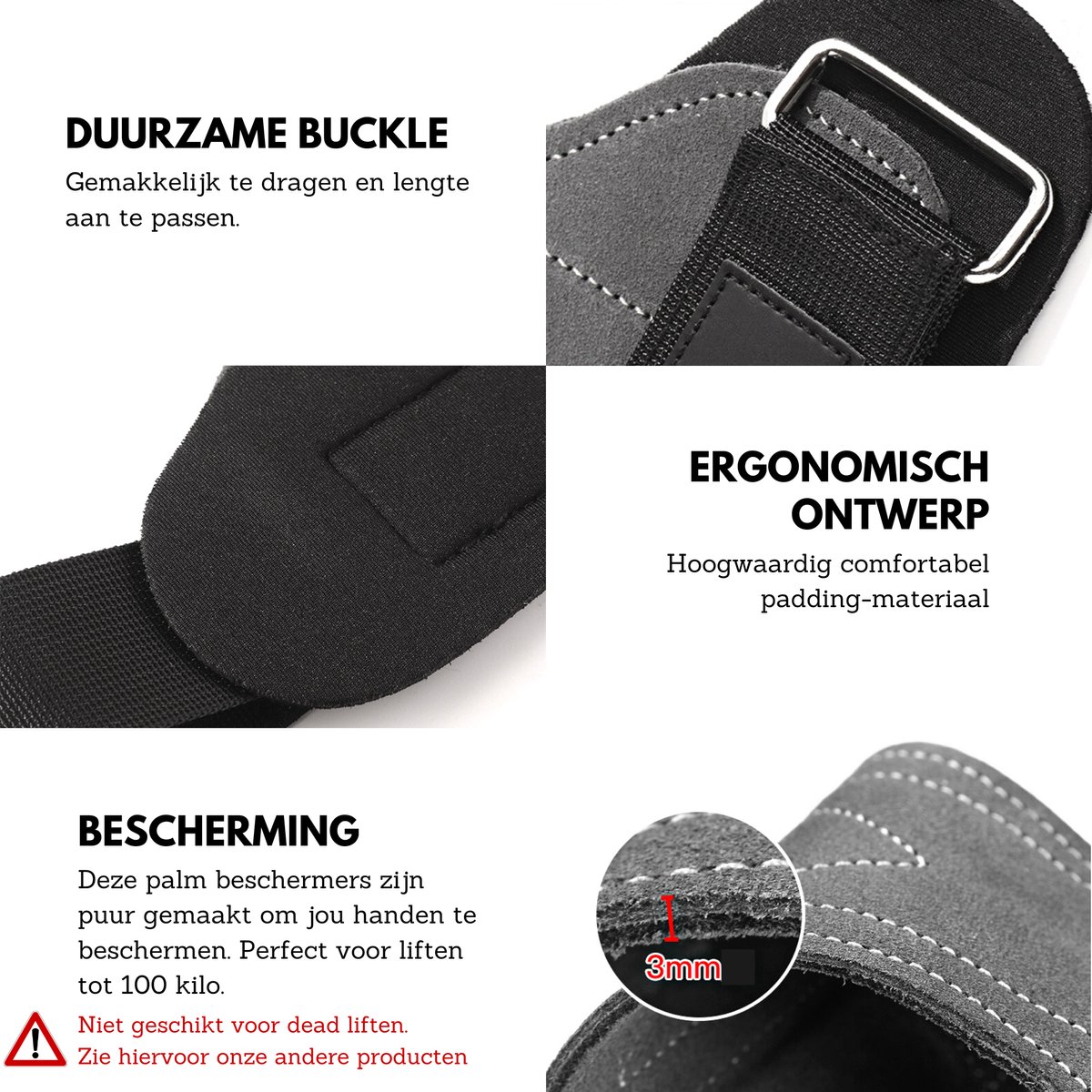 UFit One Leer Lifting straps Deadlift straps Powerlifting Fitness Straps