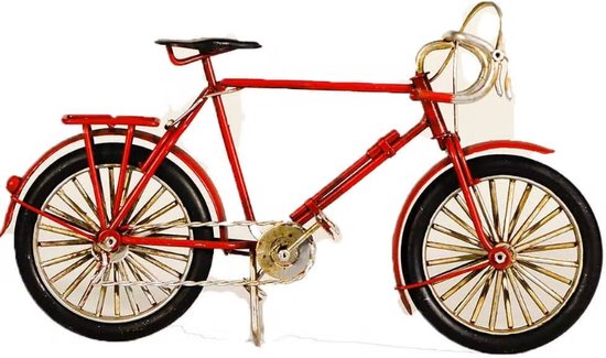 Maddeco - rode racefiets - blikken woondecoratie - blik - fiets - 23 cm lang - hand gemaakt