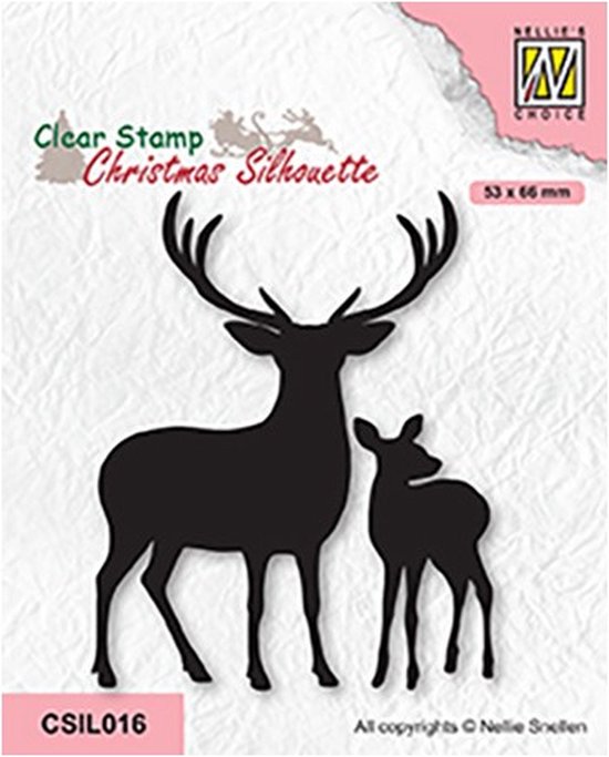 Foto: Csil016 nellie snellen silhouette clear stamp deer with young stempel kerst 2x rendier rendieren moeder en jong