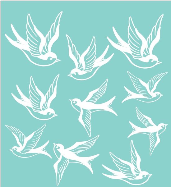 Sticker fenêtre Happy Hirondelles 10 pièces - Vogels - Déco - Wall- Art - Oiseau -