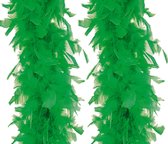 Veren Boa - 2 stuks - Carnaval verkleed accessoire - groen - 180 cm