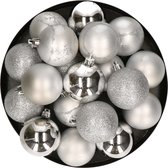 Kerstballen - 20x stuks - zilver - kunststof - 6 cm