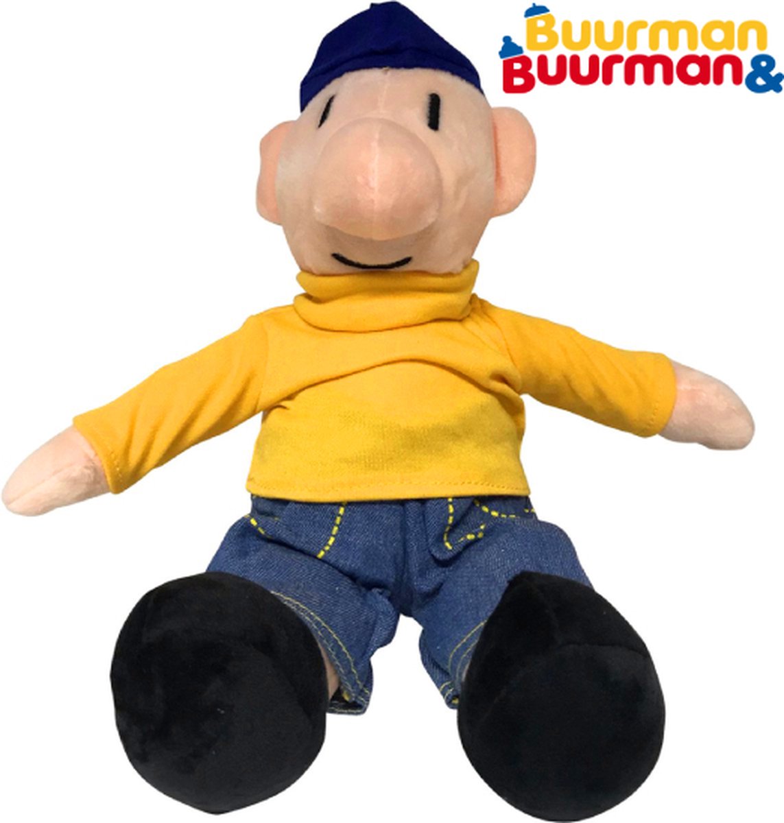 Buurman en Buurman Pluche Knuffel Geel Zittend 35 cm [Buurman & Buurman poppen Plush Toy pop pat mat | Speelgoed Knuffelpop voor kinderen jongens meisjes | Speel en Knuffel met jou favoriete knuffels]