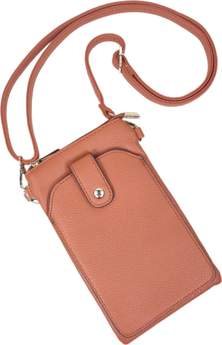 Flora&Co - Paris - Handig Crossbody hand/telefoontasje voor mobiel - gsm - camel-bruin
