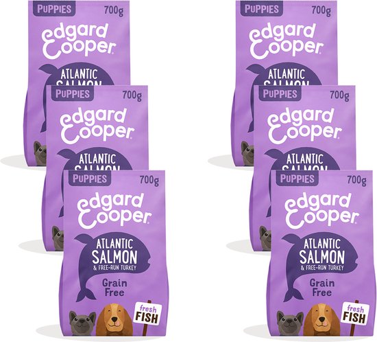 6x Edgard & Cooper Hondenvoer Puppy Verse Zalm en Kalkoen 700 gr
