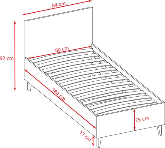 Kocot Kids - Bed kubi grijs zonder lade zonder matras 180/80 - Kinderbed - Grijs