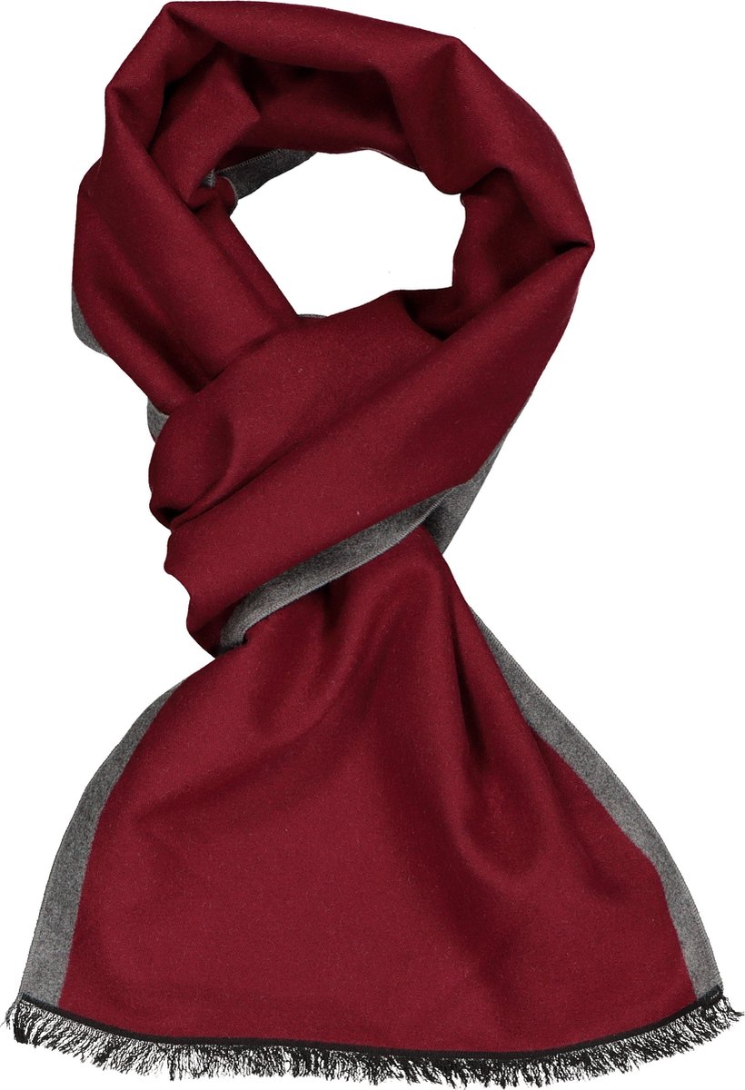 Michaelis heren sjaal - bordeaux rood met grijs - Maat: One size