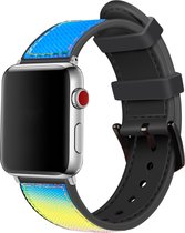 Strap-it Nylon Hybrid band - Geschikt voor Apple Watch bandje - Series 1/2/3/4/5/6/7/8/9/SE - Kleurrijk - Nylon bandje met siliconen - Stof iWatch bandje voor maat: 38 mm 40 mm 41 mm