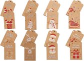 Kerstcadeau Naam Labels - Cadeaulabels - Kerstmis Kado Gift Tags - Karton Bruin - 24 Stuks