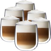 Luxe Dubbelwandige Koffieglazen - Dubbelwandige Theeglazen - Cappuccino Glazen - 250 ML - Set Van 6