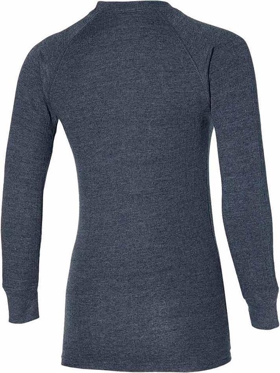 Dames thermoshirt met lange mouwen, de achterkant in donkergrijs, met raglanmouwen.