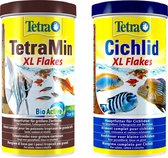 Tetra - Tetramin Flakes Fish Food 1L + Cichlid Flakes Flake Food for Large Fish 1L