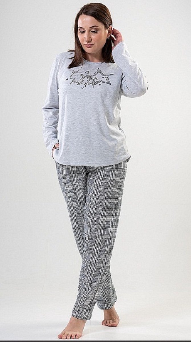 Vienetta lange dames pyjama- grijs- grote maten 3XL
