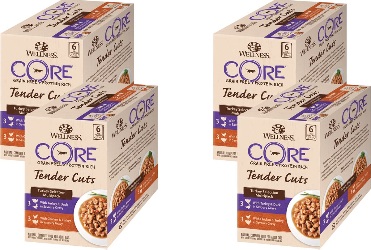 Wellness Core Wellness Core Tender Cuts Turkey Selection - Kattenvoer - 4 x Kalkoen 6x85 g