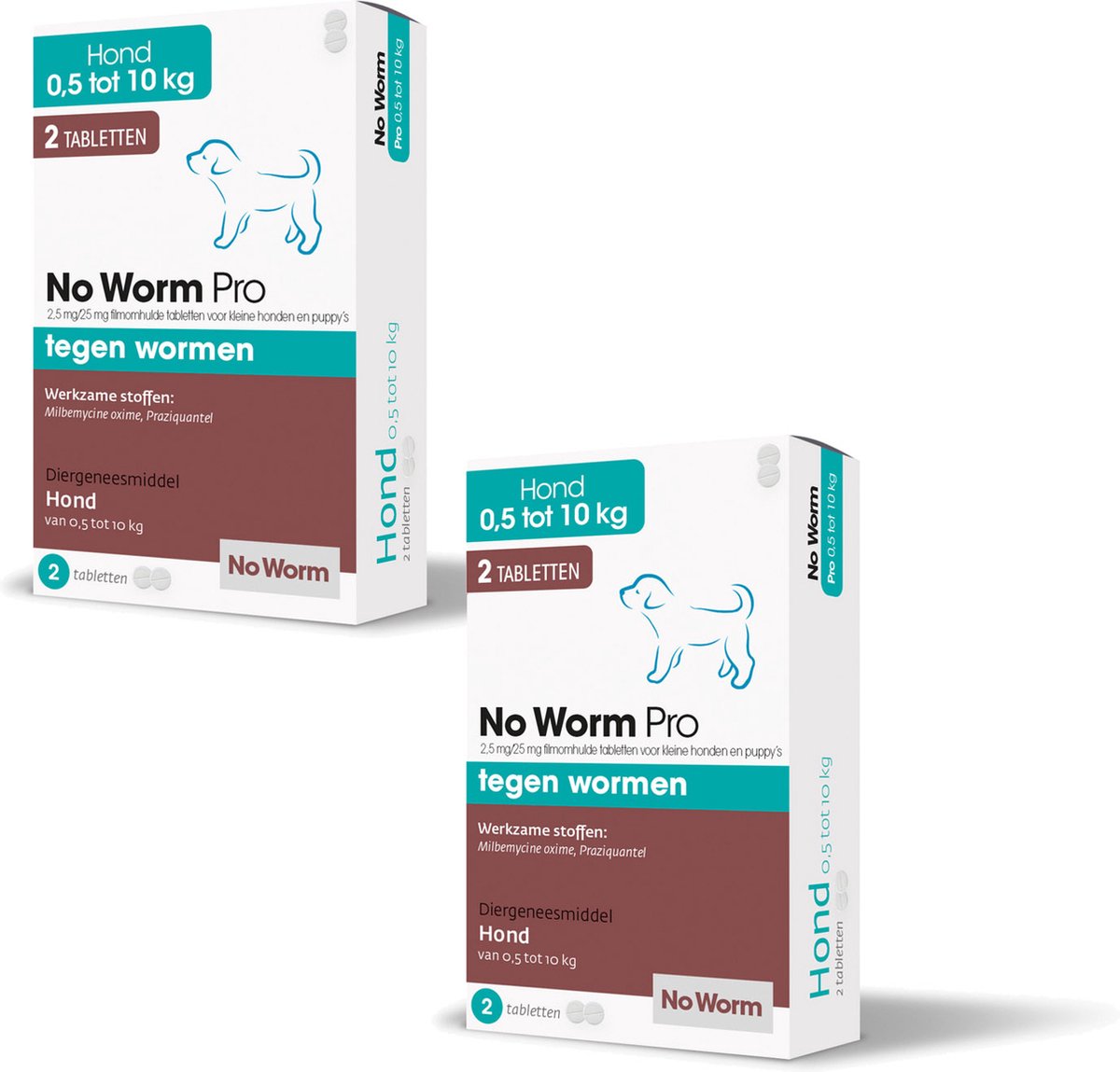 No Worm Pro Kleine Hond & Puppy - Anti wormenmiddel - 2 x 2 tab Vanaf 0.5 Kg - Vanaf 2 Weken