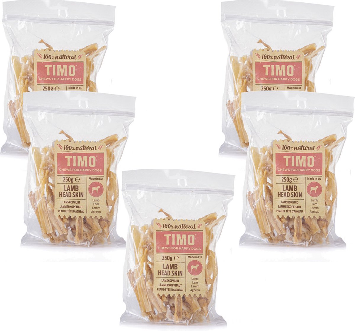 Timo Lamskophuid - Hondensnacks - 5 x Lam 250 g