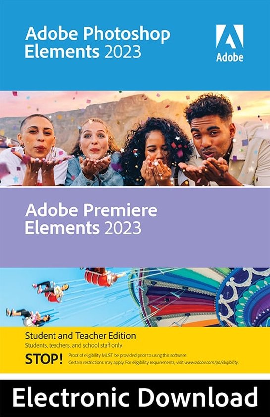 Adobe Photoshop & Premiere Elements 2023 Student/Docent Editie - Nederlands/Engels/Frans/Duits - PC Download
