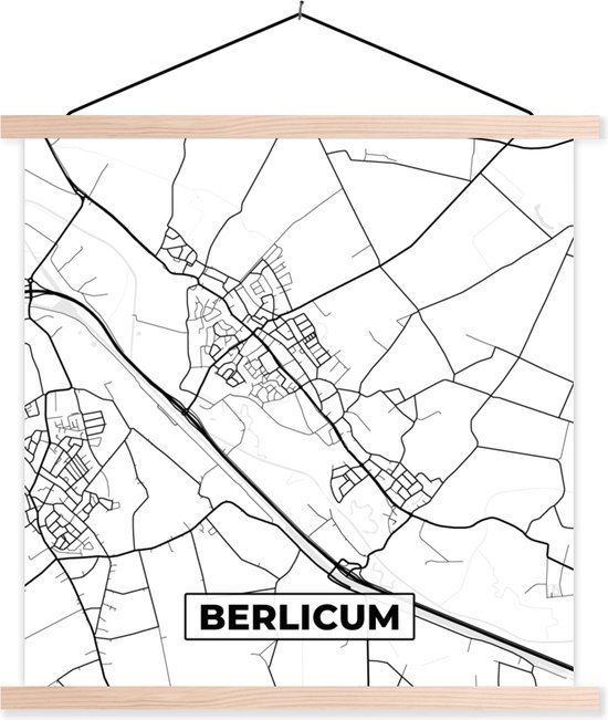 Porte-affiche avec affiche - Affiche scolaire - Berlicum - Carte - Plan de la ville - Carte - 40x40 cm - lattes vierges