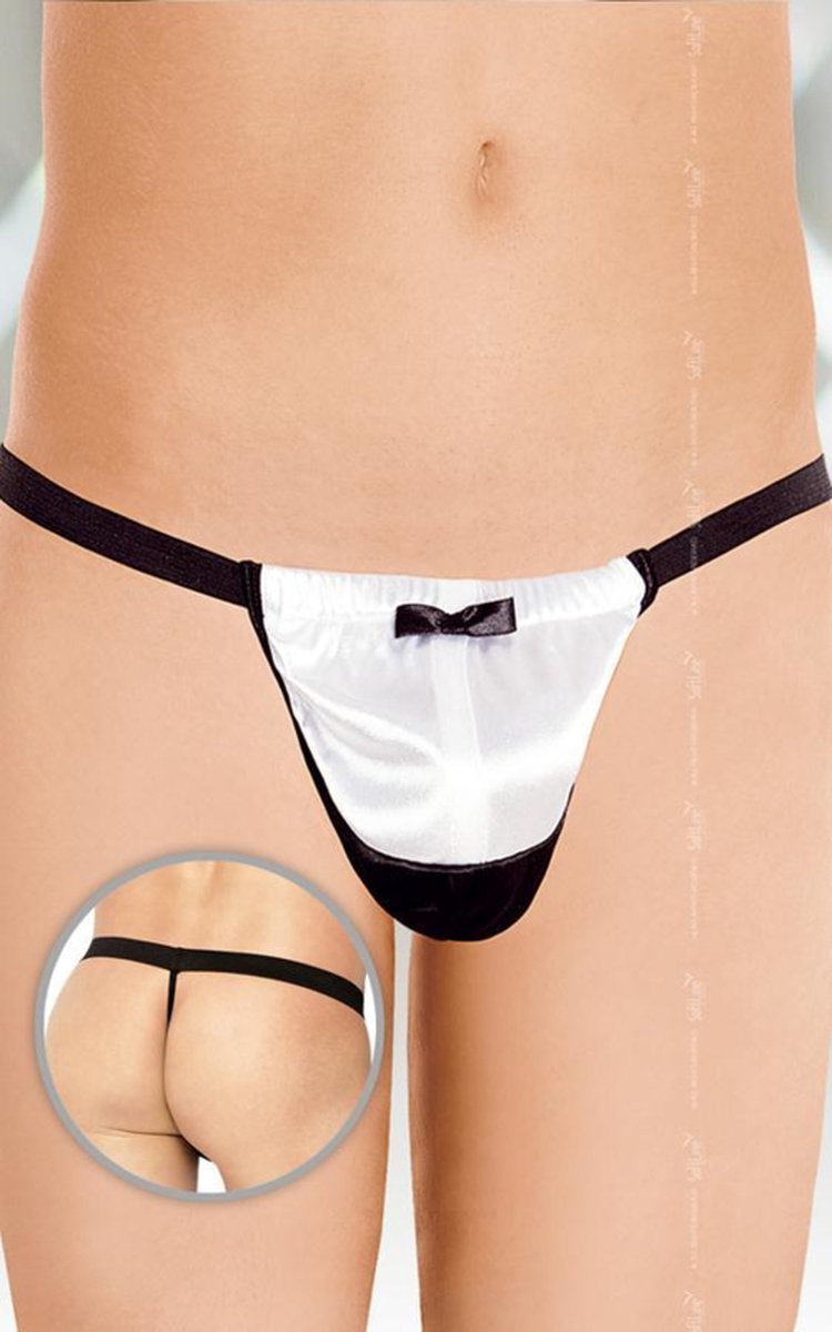 Goedkoopste G-string met satijn aanzicht wit S t/m L