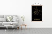 Posterhanger incl. Poster 120x180 cm - Schoolplaat - Kaart - Purmerend - Goud - Zwart - Textielposter - Blanke latten