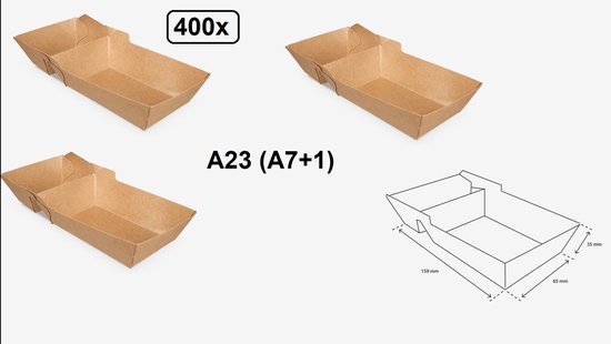 BIO Karton frietbakjes bruin kraft A9 114x67x39mm