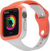 Bandje geschikt voor Fitbit Sense - Maat L - Sportband - Polsband - Horlogebandje - Tweekleurig - Siliconen - Oranje/Wit