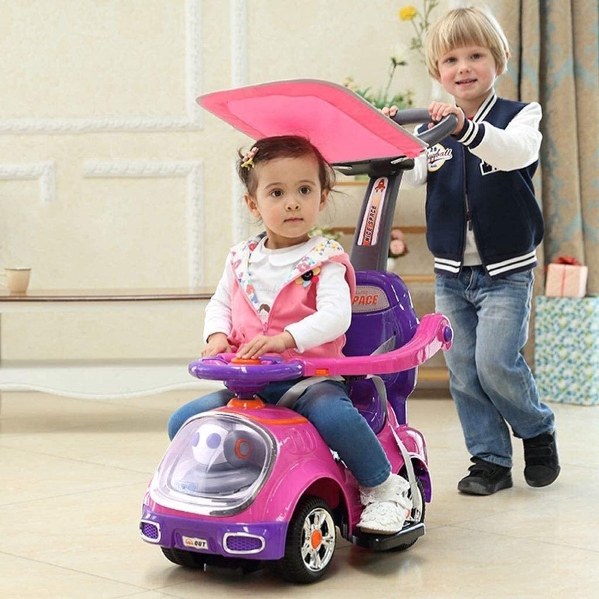 Sealy auto babyveiligheidszitje en kinderwagen speelgoed voor kinderen auto schommel auto mute muziek roterend 1 tot 5 jaar - babyspeelgoed auto interactief speelgoed voor moeder en kind,