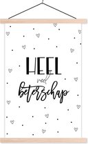 Posterhanger incl. Poster 40x60 cm - Schoolplaat - Beterschap - Quote - Stippen - Hartjes - Textielposter - Blanke latten