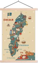 Illustration Scandinavie avec la carte de la Suède et un orignal 40x60 cm