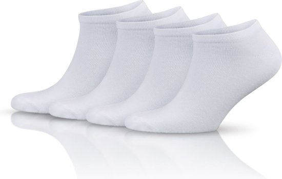 GoWith-katoen sokken-sportsokken-4 paar -enkelsokken-sneakersokken heren-wit-43-46