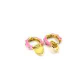 Oorbellen Sweet Heart Hoops Pink Goud | 18 karaat gouden plating | Messing - 2,2 cm | Buddha Ibiza