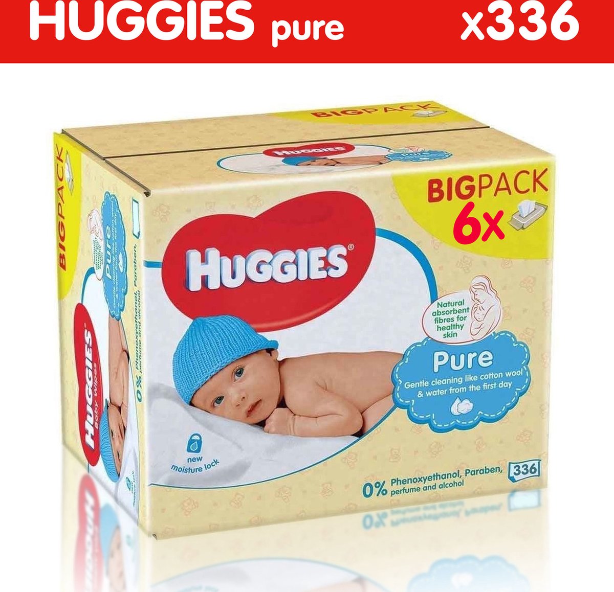 Goedkoopste Huggies - Pure - Billendoekjes - 336 babydoekjes - 6 x 56